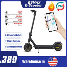 Load image into Gallery viewer, ESMAX Electric Scooter 500W Powerful Motor 21MPH Smart APP Adult Scooter 28Miles Shock Absorption Anti-skid Folding Kick Scooter