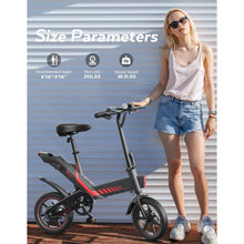 Load image into Gallery viewer, 14'' Folding Electric Bike for Adults Peak 500W Ebike for Teenagers 18.6 MPH Ebike Up to 45 Miles Foldable Electric Mini Bicycle