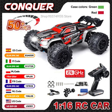 Load image into Gallery viewer, WLtoys 1:16 Scale Large RC Car 50km/h High Speed 4WD Children Toy for Boys Remote Control Car 2.4G Off Road Monster Truck RC Toy