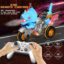 Load image into Gallery viewer, Remote Control Dinosaur Motorcycle Model Stunt RC Car Electric Spray Sound and Light Children Dinosaur Toys for Boys Kids Gifts