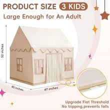 Load image into Gallery viewer, Play Tent with Padded Mat, Cream Kids Playhouse with Multiple Windows