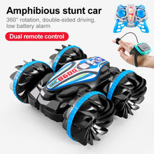 Load image into Gallery viewer, New LED Amphibious RC car Dual remote control waterproof stunt car double side flip drift drive 360 ° rotation rc cars Kids toy