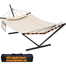 Load image into Gallery viewer, Hammock with Stand Included 55 X 79IN Large Hammock with Hardwood Spreader Bar & Nylon Rope for Outside-Camping Hammock