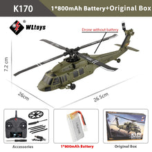 Load image into Gallery viewer, WLtoys K170 RC Helicopter 2.4G 6-Aixs Gyroscope 4CH Altitude Hold Optical Flow Remote Control Helicopter Toys for Children