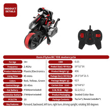 Load image into Gallery viewer, Y09 RC Motorcycle Rc Cars Self-stable Balance Standing Competitive Racing Drift Stunt Electric Motorcycle Toys for Kids Children