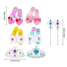 Load image into Gallery viewer, Girls Dress Up Shoes Toys Crown Necklace Ring Makeup Toy