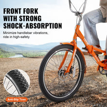 Load image into Gallery viewer, VEVOR 20/24/26in Folding Adult Tricycle Adult Folding Trikes Lightweight Aluminum Alloy 3 Wheel Cruiser Bike w/Large Rear Basket