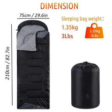 Load image into Gallery viewer, Extra thick XL Sleeping bag Large Wide Camping Sleeping Bags Portable Waterproof for Backpacking Hiking Warm Cool Weather