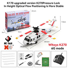 Load image into Gallery viewer, WLtoys K270 RC Helicopter 2.4G 6-Aixs Gyroscope 4CH Altitude Hold Optical Flow Brushless Remote Control Helicopter Toy For Child