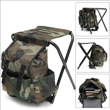 Load image into Gallery viewer, 2 in 1 Folding Fishing Chair Bag Fishing Backpack Chair Stool Convenient Wear-resistantv for Outdoor Hunting Climbing Equipment
