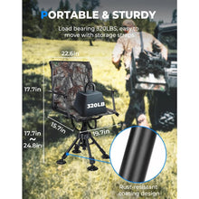 Load image into Gallery viewer, 360 Degree Silent Swivel Blind Hunting Chair, Camo Height Adjustable Quick Folding Portable Comfortable Hunting Fishing Chair
