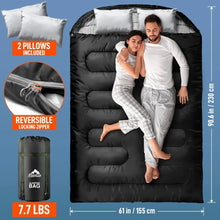 Load image into Gallery viewer, Sleeping Bag for Adults Mens with Pillow, XL Queen Size Two Person Sleeping Bag