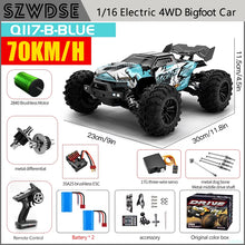 Load image into Gallery viewer, Wltoys Q117 1/16 RC Car 4WD Remote Control Car LED Headlights Brushless 70KM/H 2.4G High Speed Off-Road Drift Toys for Children