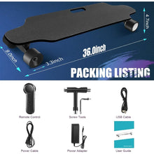 Load image into Gallery viewer, Electric Skateboard With Remote 18.6 Mph Top Speed & 12 Miles Range Suitable for Adults & Teens Beginners Skate Skateboards Deck