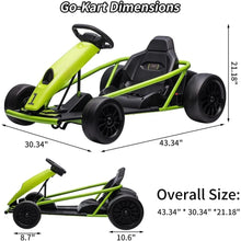 Load image into Gallery viewer, 24V Go Kart, 300W*2 Extra Powerful Motors, 9Ah Large Battery 8MPH High Speed Drifting with Music, Horn,Max Load 175lbs