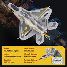 Load image into Gallery viewer, F22 RC Airplane - 4 Channel Fighter Remote Contro Airplane for Adults Beginners with Lights, RTF RC Aircraft with 2 Batteries