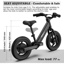 Load image into Gallery viewer, Electric Bike for Kids, 12 Inch Electric Balance Bike for Kids Ages 2-5, 24v 150w Boys & Girls E Bike with Adjustable Seat