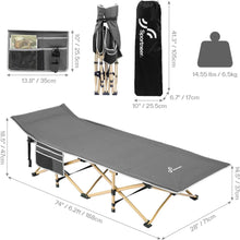 Load image into Gallery viewer, Camping Cots for Adults Cot 2 Side Pockets Cots for Sleeping 450LBS(Max Load) Portable Folding Cots Extra Wider Cot