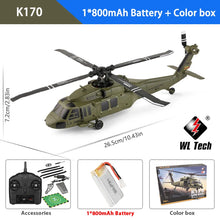 Load image into Gallery viewer, Wltoys K170 RC Helicopter UH-60L 2.4G 4 Channel 6-Axis Gyro Brushless Motor LED Remote Control Airplane US Air Force Helicopters