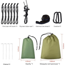 Load image into Gallery viewer, Camping Hammock with Mosquito Net Rain Fly Heavy Duty Tree Strap Nylon Parachute Single Double Hammock Tent Waterproof