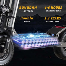 Load image into Gallery viewer, Max 100 KM/H Electric Scooter 6000W Motor for Adults 13 Inch Tire Electric Scooter Strong Dual Motor Escooters Powerful Off Road