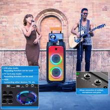 Load image into Gallery viewer, HWWR Karaoke Machine with 2 Wireless Microphones, Portable Bluetooth Karaoke Speaker for Outdoor, Big Party PA System with Disco