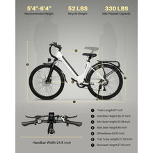 Load image into Gallery viewer, Electric Bike, UL 2849 Certified, Step Through Electric Bicycle with 350W Motor, 36V 9Ah Removable Battery, 20MPH E-Bikes