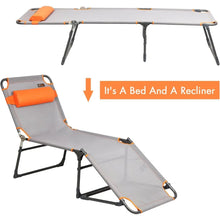 Load image into Gallery viewer, Lit Camping Gear and Accessories Orange Folding Bed for Sleeping Beach Tourist Camp-cot Adjustable Portable Cot for Adults Grey