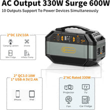 Load image into Gallery viewer, Flashfish Portable Power Station Camping Solar Generator 299Wh 330W AC Outlets Lithium ion Battery Backup Power For Home Outdoor