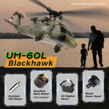 Load image into Gallery viewer, WLtoys K170 Brushless 4-CH RC Helicopter,Full-Scale UH60L Black Hawk,6-Axis Gyroscope, One Key Take-Off/Landing with 3 Batteries
