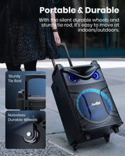 Load image into Gallery viewer, Moukey Karaoke Machine, 12" Woofer PA System, Portable Bluetooth Speaker with 2 Wireless Microphones, Party Lights and Echo/Treb