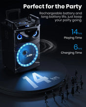 Load image into Gallery viewer, Moukey Karaoke Machine, 12" Woofer PA System, Portable Bluetooth Speaker with 2 Wireless Microphones, Party Lights and Echo/Treb