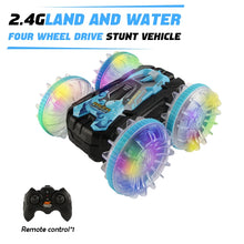 Load image into Gallery viewer, New LED Amphibious RC car Dual remote control waterproof stunt car double side flip drift drive 360 ° rotation rc cars Kids toy