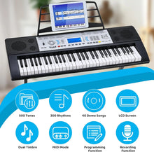 Load image into Gallery viewer, 61 Key Keyboard Piano, Digital Piano Keyboard Set for Kids with Microphone, Dual Power Supply, Built-in Dual Speakers,LCD Screen