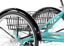 Load image into Gallery viewer, 26" Monterey 7-Speed Folding Adult Tricycle Aqua Comfy Springer Style Suspension Saddle Powerful Front and Rear Handbrakes