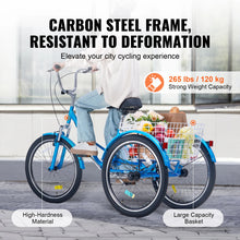 Load image into Gallery viewer, VEVOR 20/24/26-Inch Folding Adult Tricycle Carbon Steel 3 Wheel Cruiser Shopping Picnic Foldable For Women Men Seniors