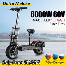 Load image into Gallery viewer, Max 100 KM/H Electric Scooter 6000W Motor for Adults 13 Inch Tire Electric Scooter Strong Dual Motor Escooters Powerful Off Road