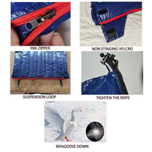 Load image into Gallery viewer, Camping Sleeping Bag 90% Goose Down Adult 200*73cm Envelope Type Ultralight Portable Sliping Down Sleeping Bag 3 Season Warm