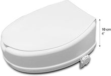 Load image into Gallery viewer, PEPE Mobility Raised Toilet Seat with Lid for Elderly 4" High, Fits Round and Elongated up to 15" Wide, Commode Seat with Sturdy Brackets, Medical Aid
