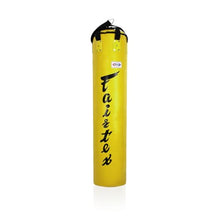 Load image into Gallery viewer, Fairtex HB6 6 Ft. Banana Bag Punching Bag for Muay Thai, Boxing, Kickboxing, MMA (HB6 Yellow Unfilled) - 14.17" W x 70.87" H
