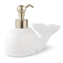Load image into Gallery viewer, NEWHENGS Cute Whale Shape Soap/Hand Sanitizer Metal Pump Dispenser, Refillable for Bathroom Accessories, Gifts for Kids (Matt White)
