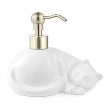 Load image into Gallery viewer, NEWHENGS Cat Shape Soap/Lotion/Hand Sanitizer Stainless Steel Pump Dispenser Gifts for Cat Lovers, Refillable for Cute Kitchen and Bathroom Accessories (Matt White)
