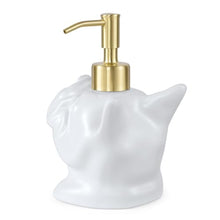 Load image into Gallery viewer, NEWHENGS French Bulldog Shaped Soap/Lotion/Hand Sanitizer Bulldog Ceramic Stainless Steel Pump Dispenser Gifts for Lover, Refillable for Kitchen and Bathroom(White)
