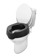 Load image into Gallery viewer, KMINA 4 Inch Soft Raised Toilet Seat with Lid, 300 lb Capacity, Fits Round &amp; Compact Elongated Bowls up to 15" Wide, Tool-Free Clamp-On Riser, Black
