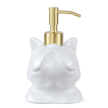 Load image into Gallery viewer, NEWHENGS French Bulldog Shaped Soap/Lotion/Hand Sanitizer Bulldog Ceramic Stainless Steel Pump Dispenser Gifts for Lover, Refillable for Kitchen and Bathroom(White)
