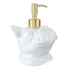 Load image into Gallery viewer, NEWHENGS French Bulldog Shaped Soap/Lotion/Hand Sanitizer Bulldog Ceramic Stainless Steel Pump Dispenser Gifts for Lover, Refillable for Kitchen and Bathroom(White)
