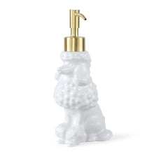 Load image into Gallery viewer, NEWHENGS Poodle Shaped Soap/Lotion/Hand Sanitizer Ceramic Dog Lover Stainless Steel Pump Dispenser for Dog Mom Gifts, Refillable for Kitchen and Bathroom(White)
