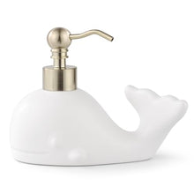 Load image into Gallery viewer, NEWHENGS Cute Whale Shape Soap/Hand Sanitizer Metal Pump Dispenser, Refillable for Bathroom Accessories, Gifts for Kids (Matt White)

