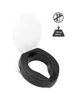 Load image into Gallery viewer, KMINA 4 Inch Soft Raised Toilet Seat with Lid, 300 lb Capacity, Fits Round &amp; Compact Elongated Bowls up to 15" Wide, Tool-Free Clamp-On Riser, Black
