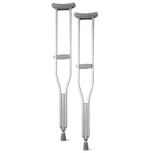 Load image into Gallery viewer, Medline Aluminum Crutches for Kids, Adults &amp; Seniors, Walking Aid, 300 LB Weight Capacity,1 Pair, Fitting 5'2" - 5'10"
